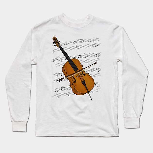 Cello Player Cellist String Musician (Colour) Long Sleeve T-Shirt by doodlerob